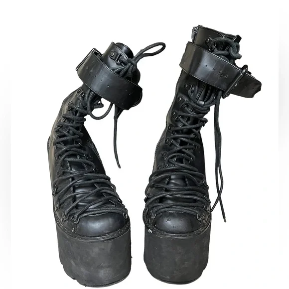 Demonia Black high rave shoes size 8 - Picture 4 of 4